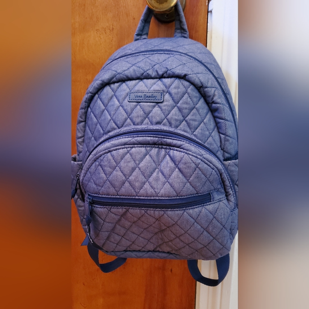 Vera Bradley Essential Compact Backpack Moonlight Navy / Denim Used